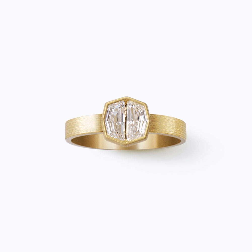 Double Pentagon Diamond Ring