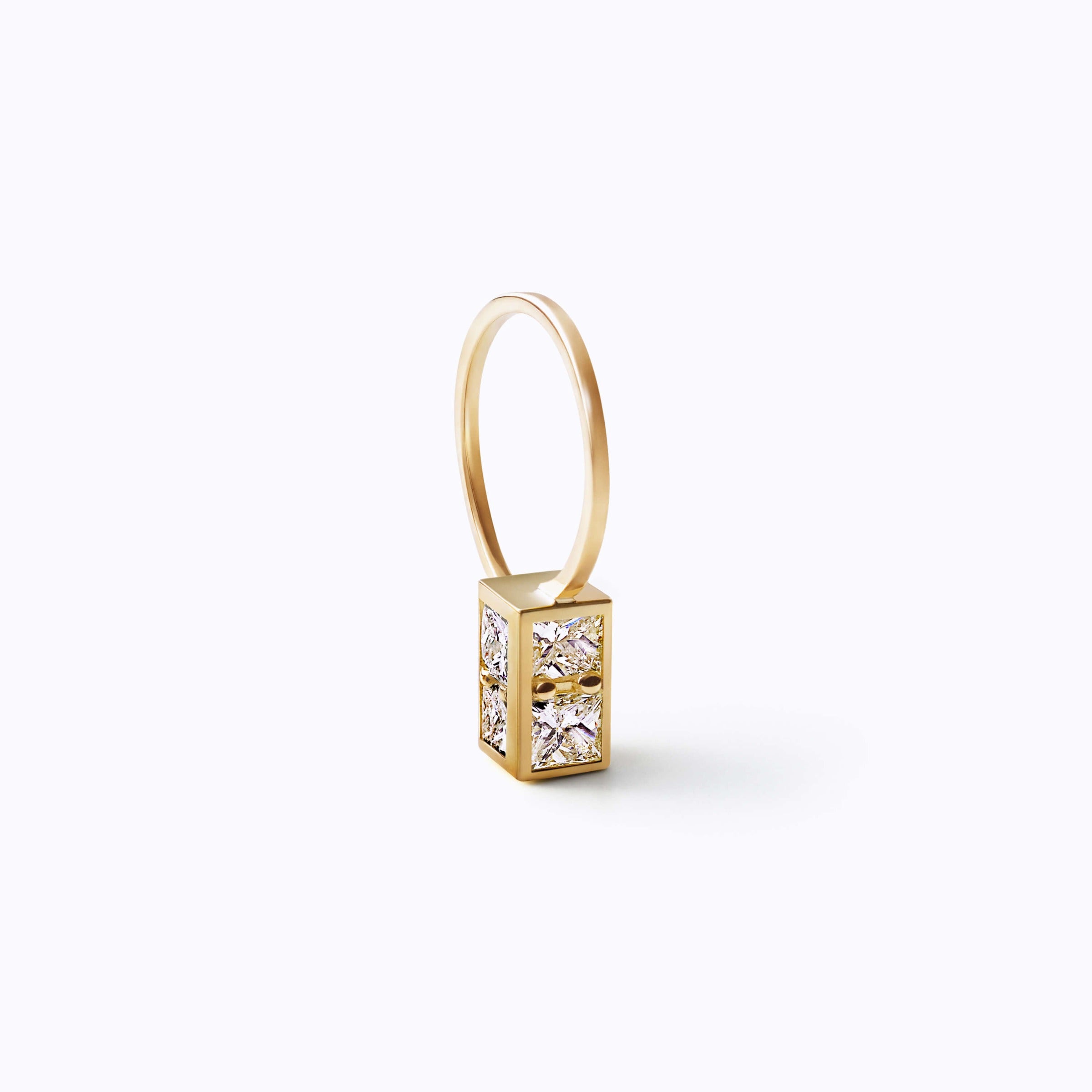 3D Triangle 10, yellow and white gold, matte finish