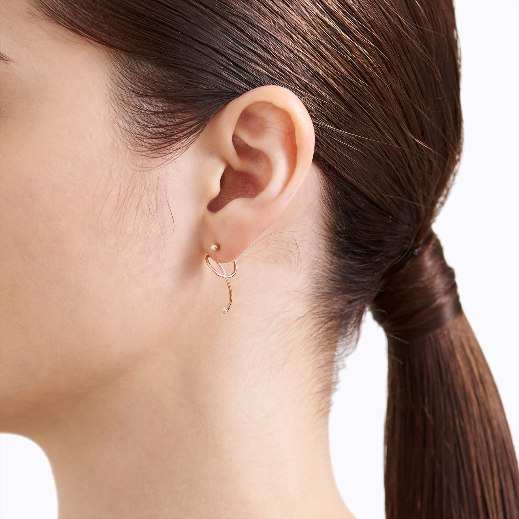 Diamond Twist Curl Earring 02 L