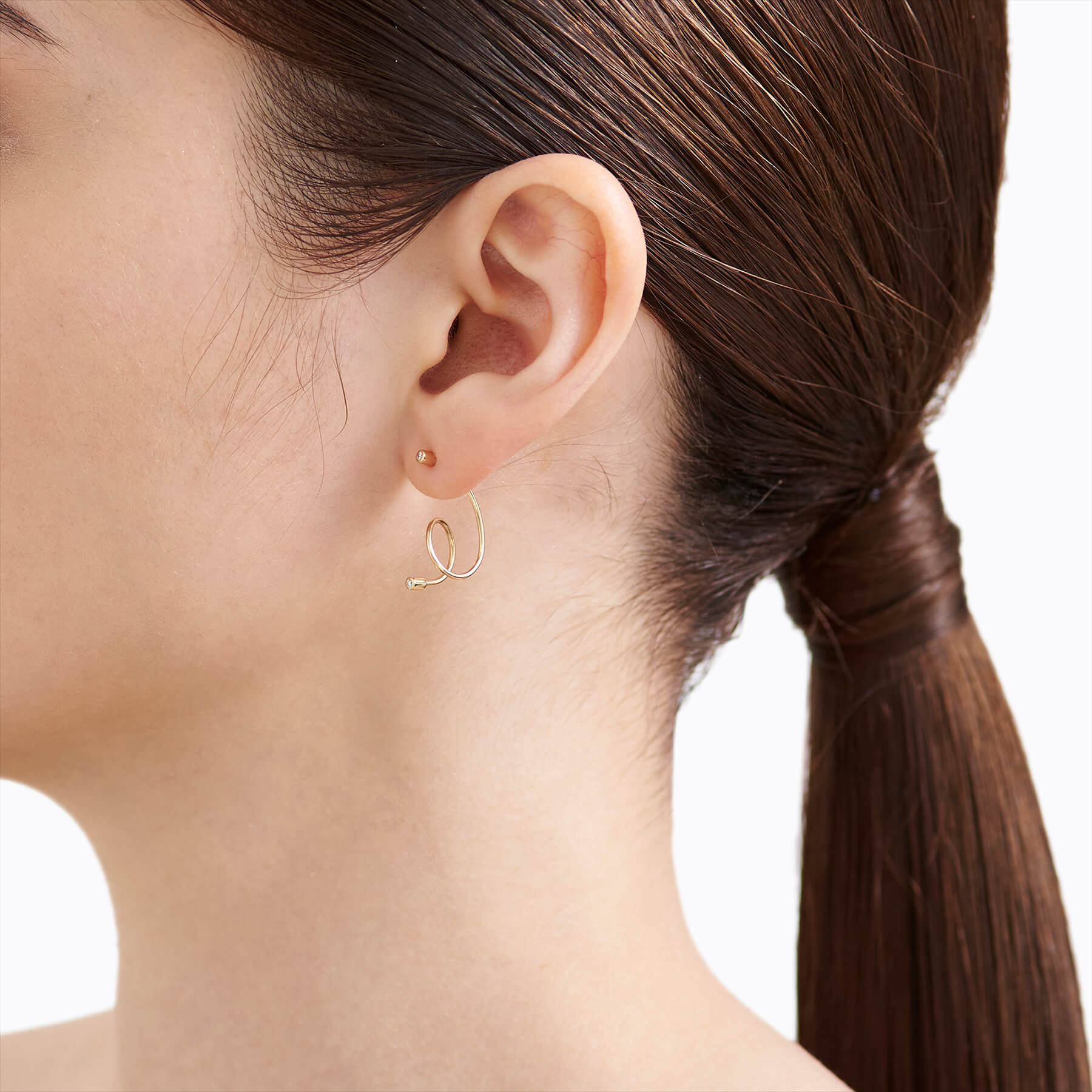 Diamond Twist Curl Earring 02 L