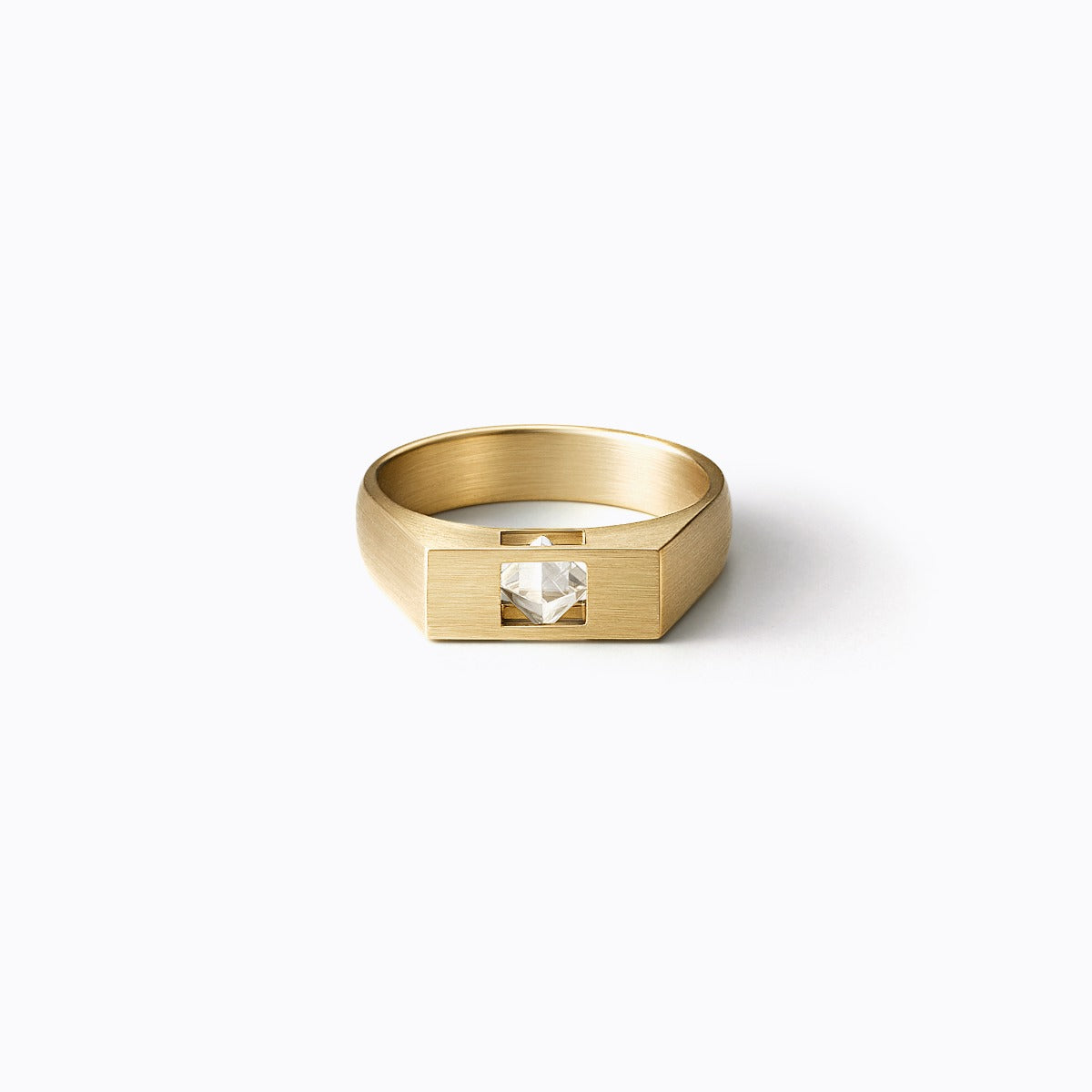 Rectangle Ring L, yellow gold, matte finish
