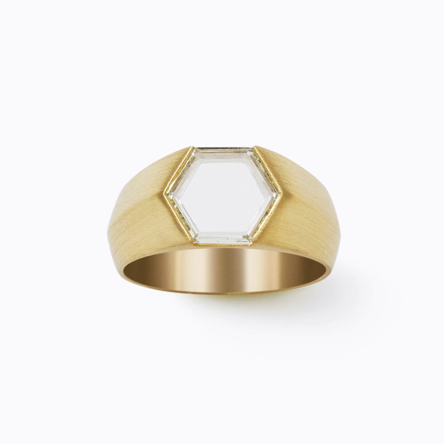 Hexagon Diamond Signet Ring