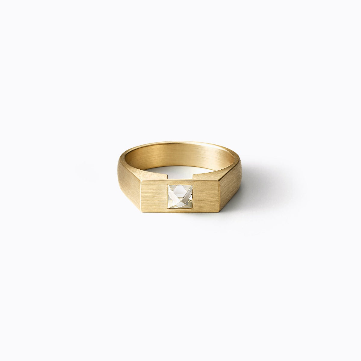 Rectangle Ring L, yellow gold, matte finish